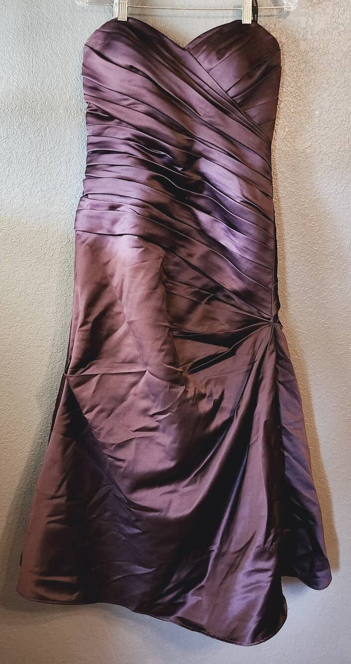 Bill Levkoff Deep Purple Ruched Sweetheart Bridesmaids Prom Dress Plus Size 14